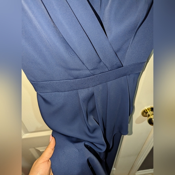 BCBG Navy Blue one shoulder maxi dress - Picture 3 of 5